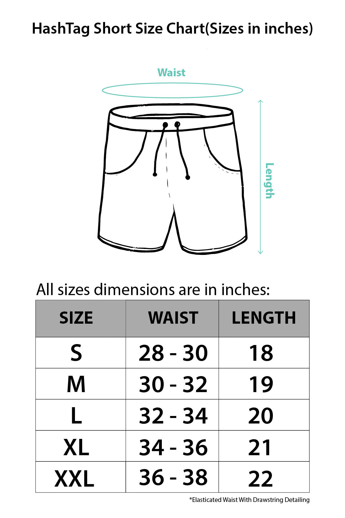 Shorts Size Chart India