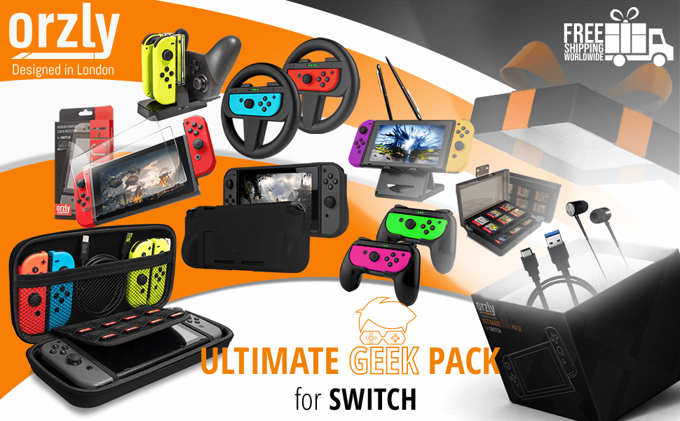 Nintendo Switch Accessories Orzly Geek Pack