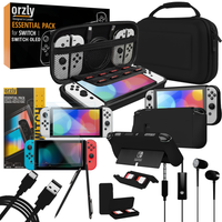 Nintendo Switch Accessories Ultimate Orzly Geek Pack Bundle Wheels, Grips,  Cases