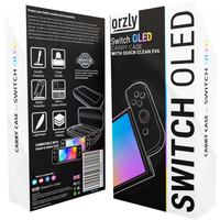 Orzly Accessory Bundle Kit Designed for Nintendo Switch Accessories Geeks  and OLED Console Users Case and Screen Protector, Joycon Grips and Wheels