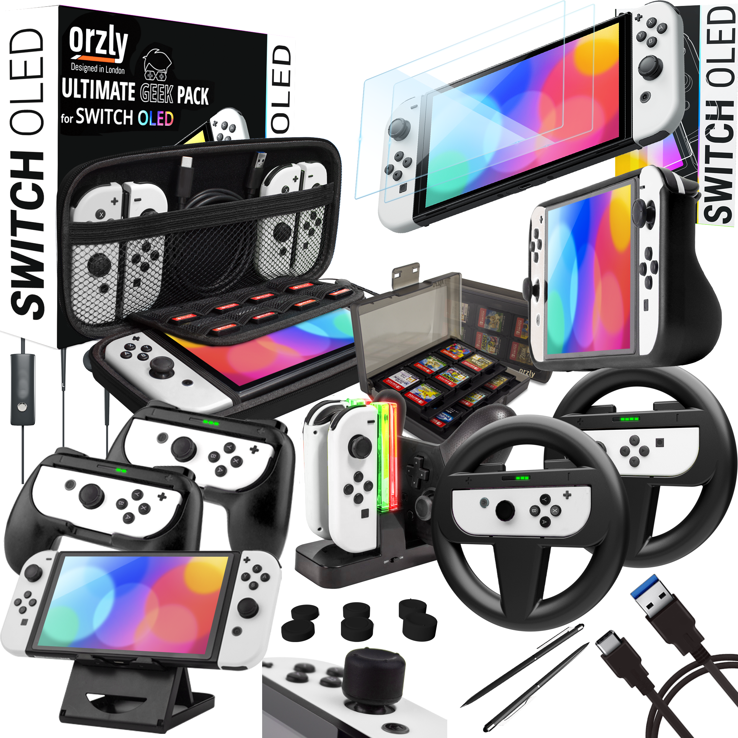 Kit d'accessoires Orzly conçu pour les accessoires Nintendo Switch