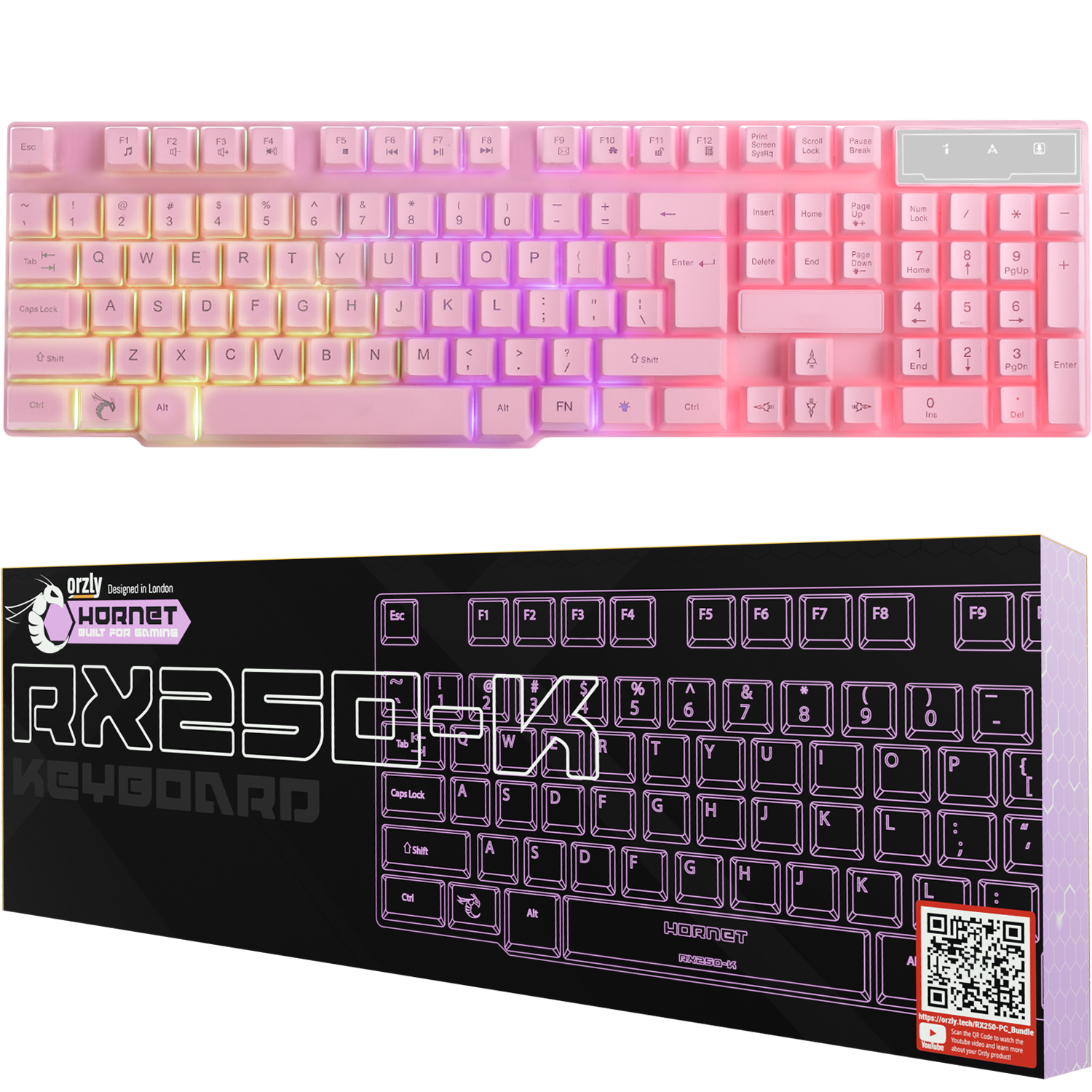 RX250-K Gaming Keyboard - Pink, Orzly