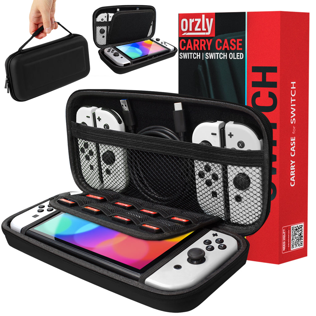 Fru lære transmission Orzly Carry Case Compatible with Nintendo Switch and New Switch OLED  Console - Black Protective Hard Portable Travel Carry Case Shell Pouch with  Pockets for Accessories and Games | Orzly