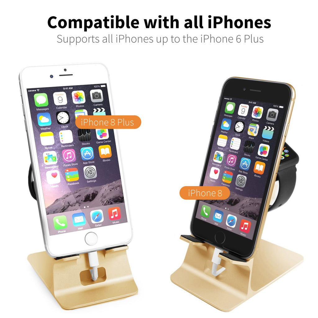 Orzly Duo Stand Aluminium Desk Tidy Display For All Iphone Devices Apple Watch Gen 7 6 5 4 3 2 1 All Sizes 38 42 40 41 44 45 Mm Orzly