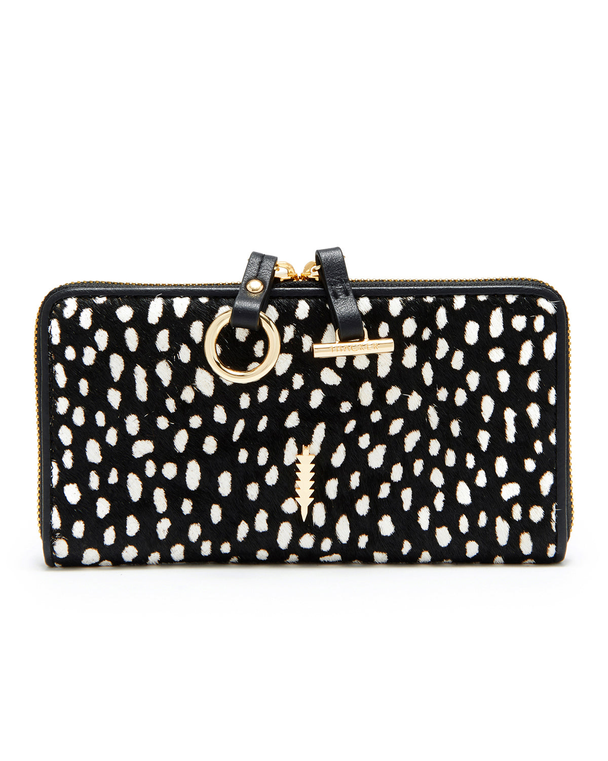 Avery Zip Wallet-Black Spotted