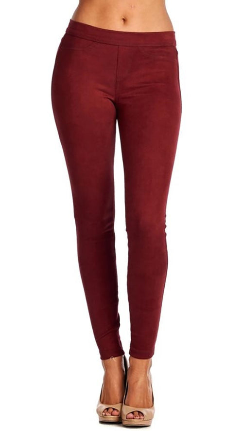 NWT Juicy Couture Size 26 Red Cordial Faux Suede Skinny Leggings