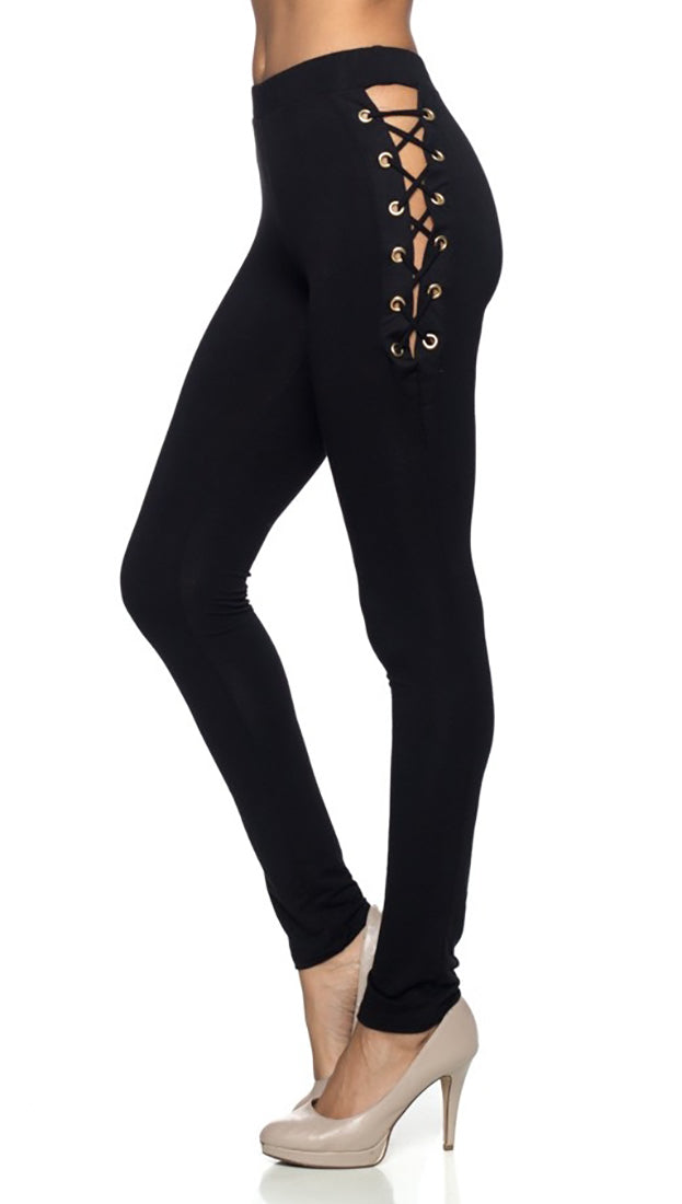 Black Skinny Pant Legging Sexy Lace Up Hip Ties Cut Outs Shopaa 1403