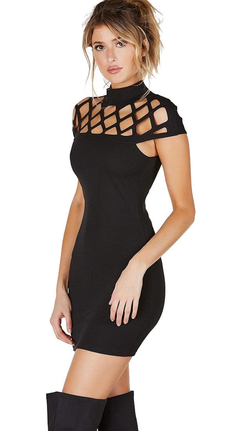 Jessyka Robyn Spike Studded Bra Club Dress in Black @ Apparel