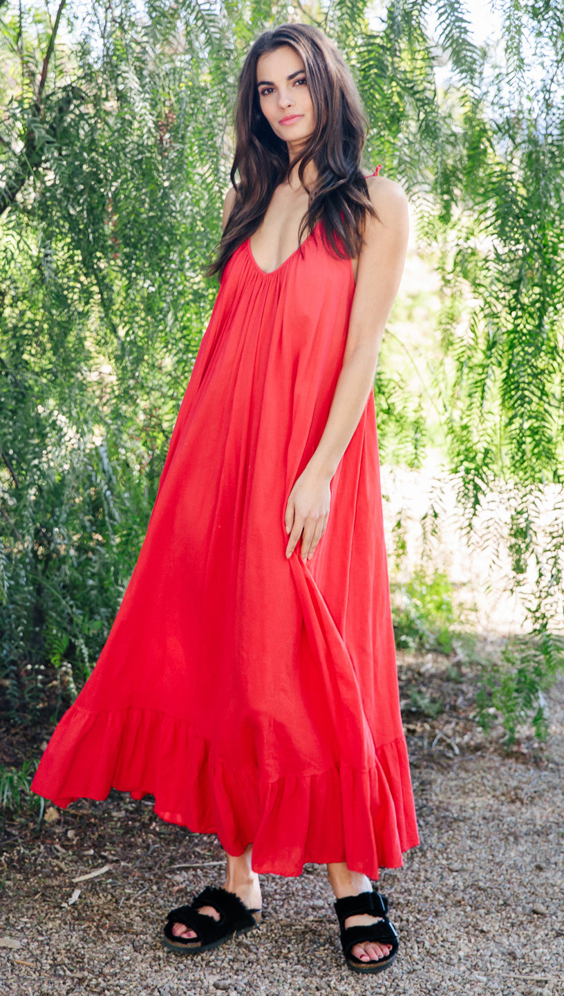 9seed paloma ruffle maxi dress