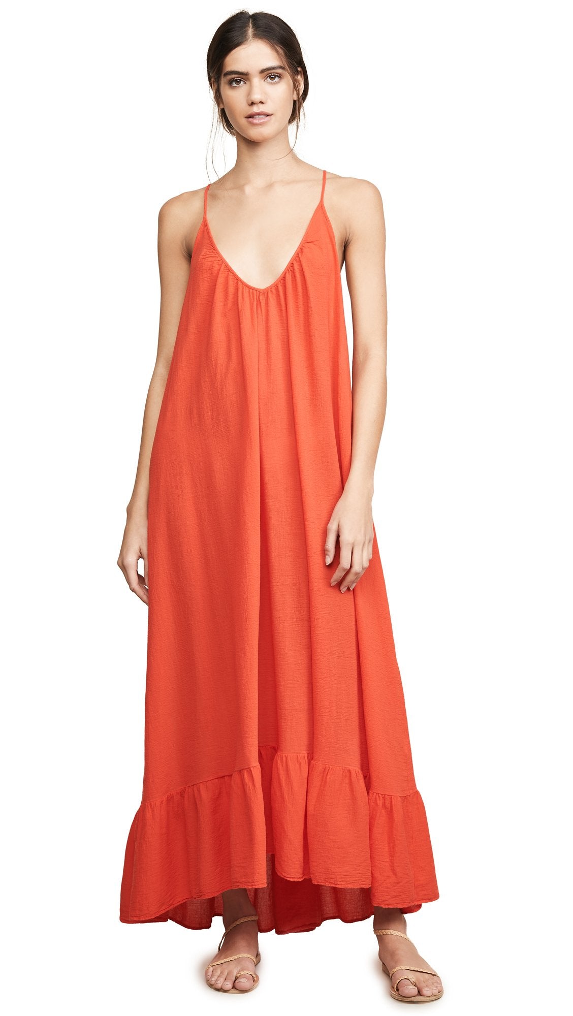 9seed paloma ruffle maxi dress