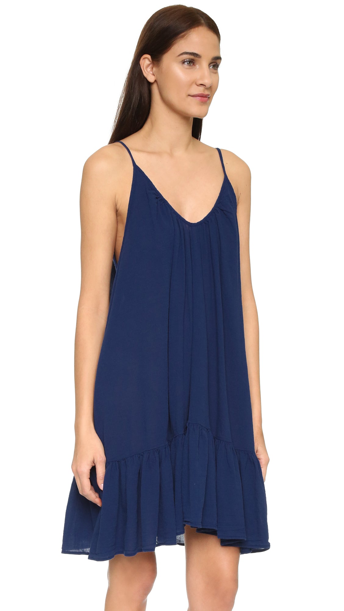 9Seed St Tropez Ruffle Cover Up Mini Dress Pacific Navy Blue | ShopAA