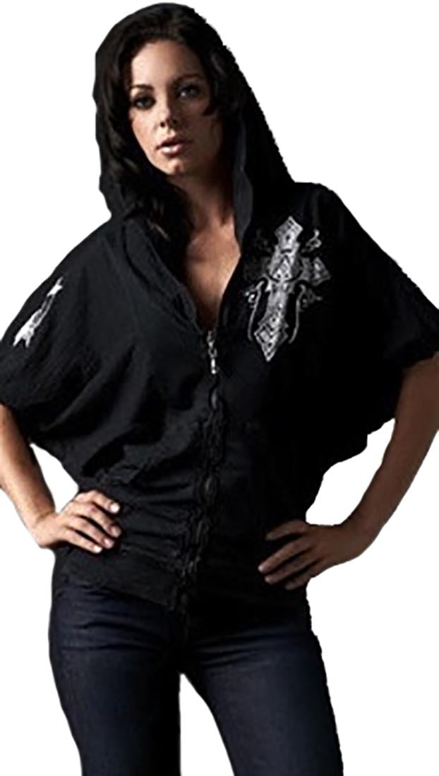 Affliction Chaos Bubble Sleeve Zip Hoody Black