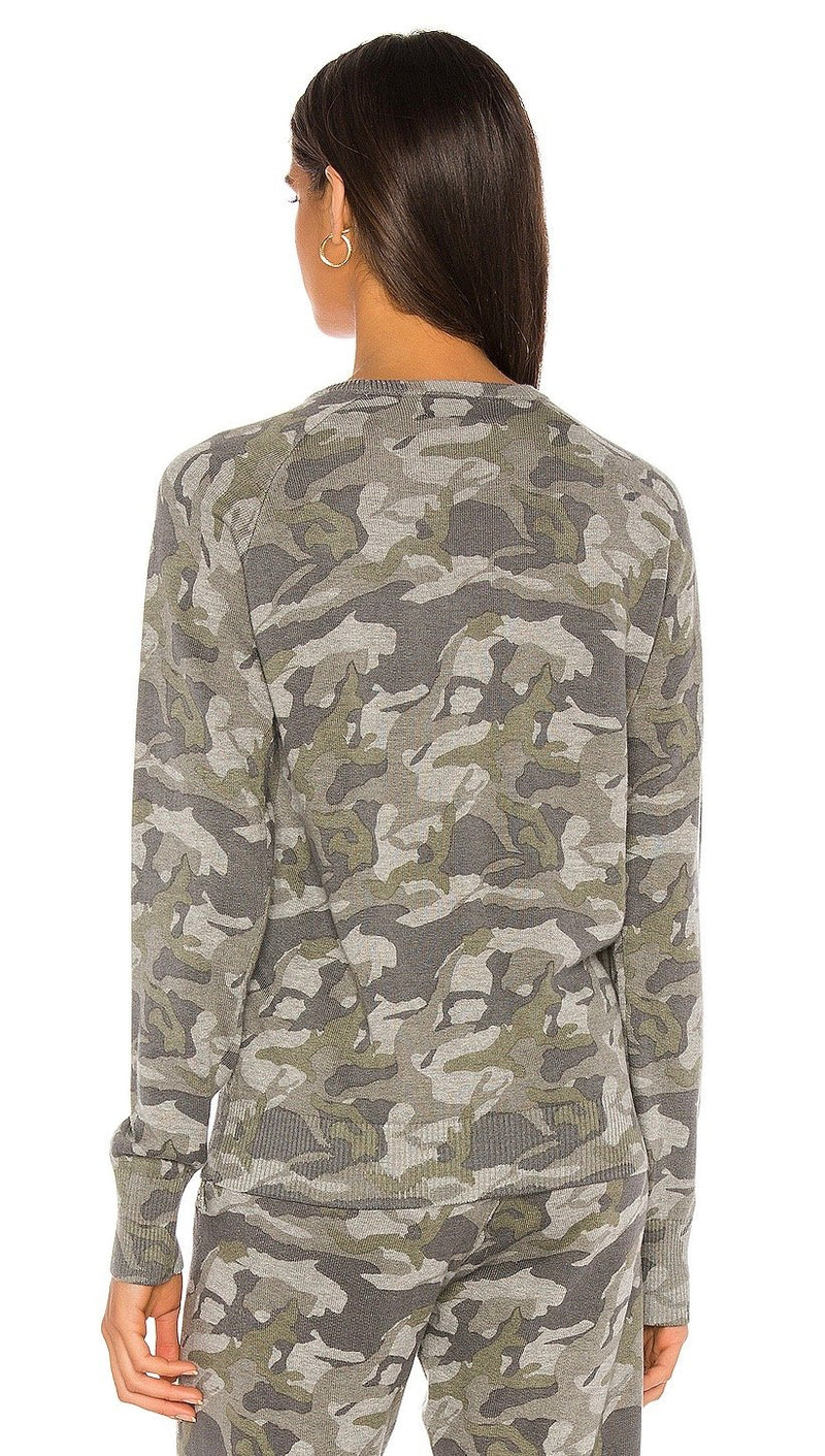 MONROW Camo Raglan Sweater Grey Army Camouflage Top | ShopAA