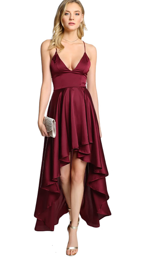 satin v neck maxi dress