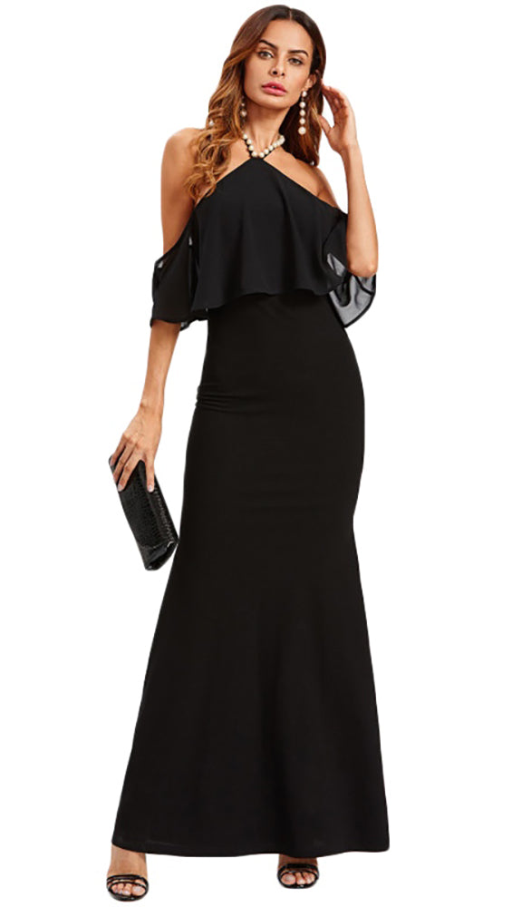 halter off shoulder dress