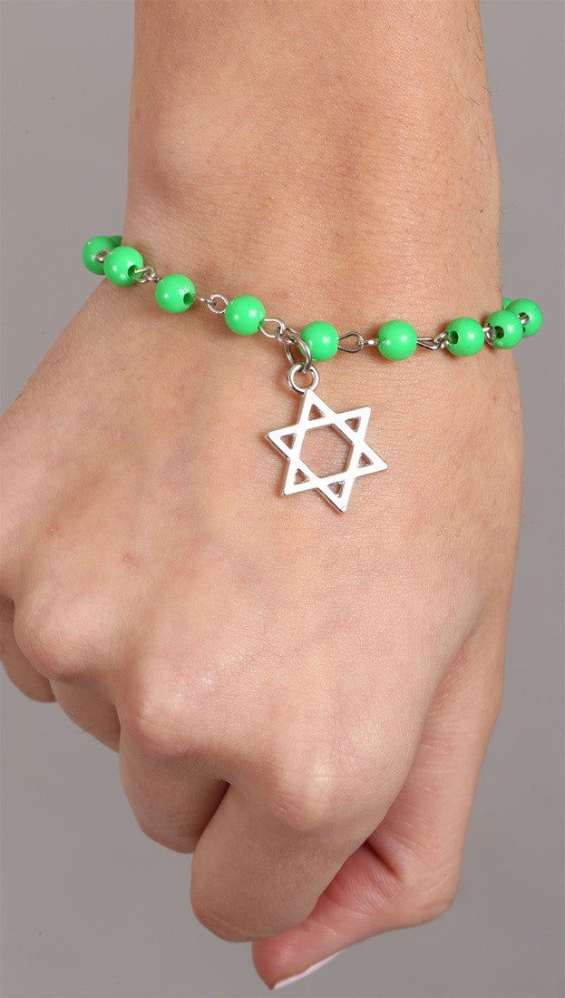 Jewish Rosary Beads Star Bracelet in Green