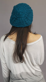Kinkate Slouchy Beret Crochet Pattern Hat in Turquoise