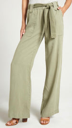 Bella Dahl Wide Leg High Waist Contrast Belt Cargo Pants Dusk Green I ...