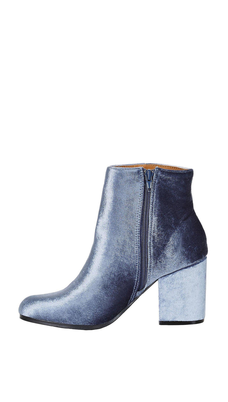 light blue velvet boots