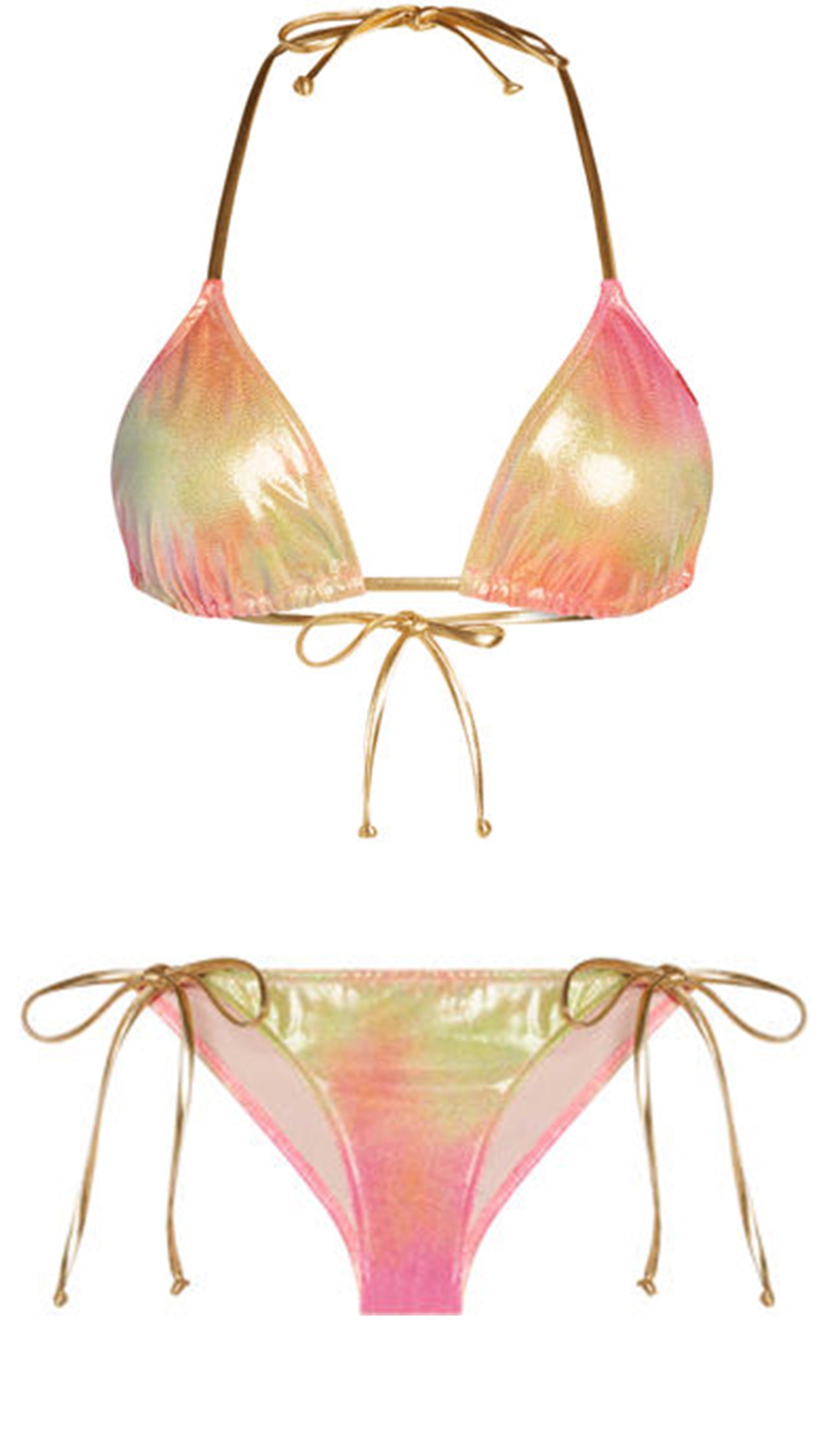 Chynna Dolls Sunset Shimmer Tie Dye Metallic Gold Pink Bikini | ShopAA
