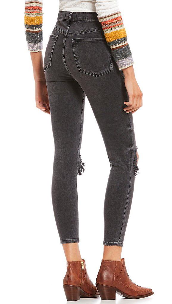free people ripped high waist skinny jeans