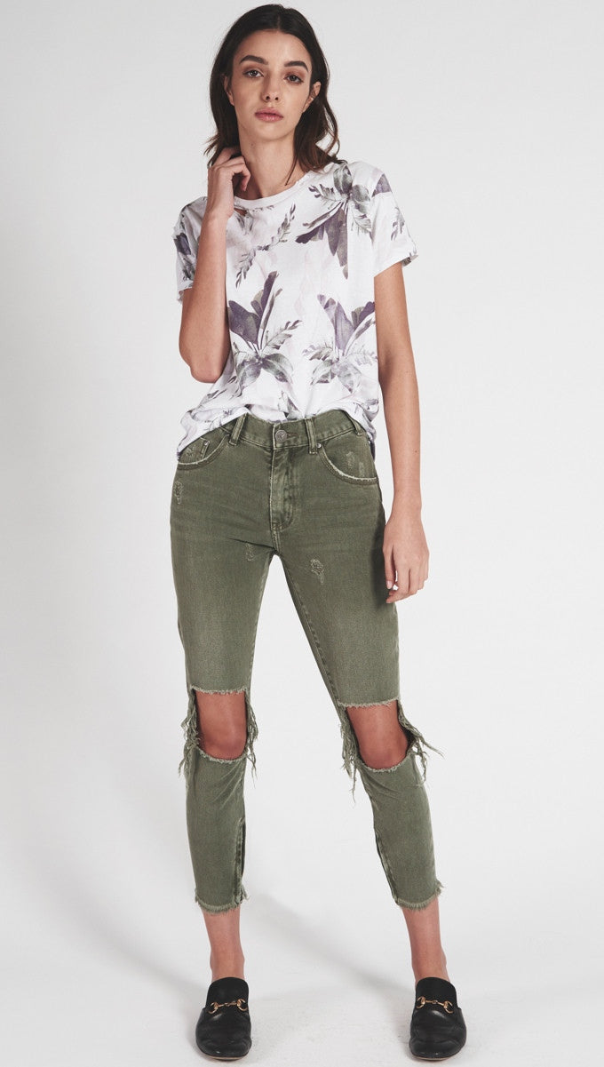 olive green distressed jeans