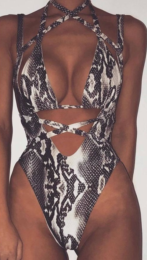 animal print monokini