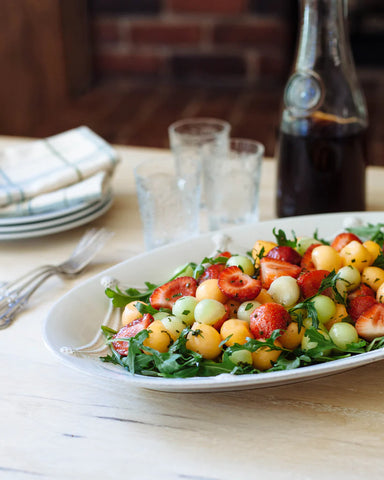 Melon Strawberry Arugula Salad