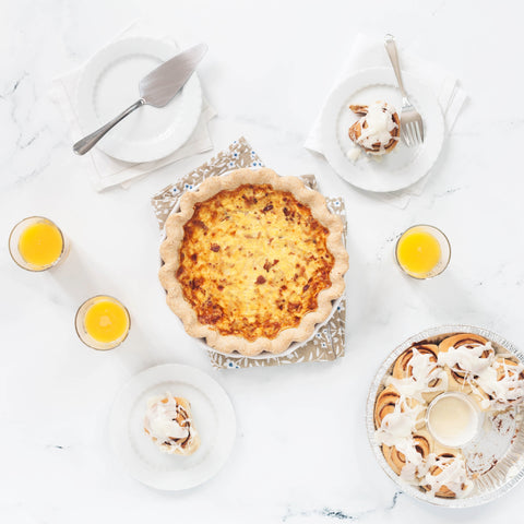 Quiche Lorraine, Old-Fashioned Cinnamon Rolls and Mimosas