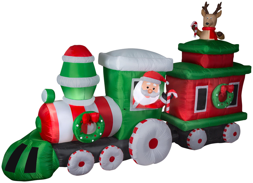 14' Wide Airblown Santa in Train w/Caboose Colossal Christmas Inflatab ...