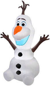 Gemmy Christmas Airblown Inflatable Olaf in Sitting Pose, 4 ft Tall, White
