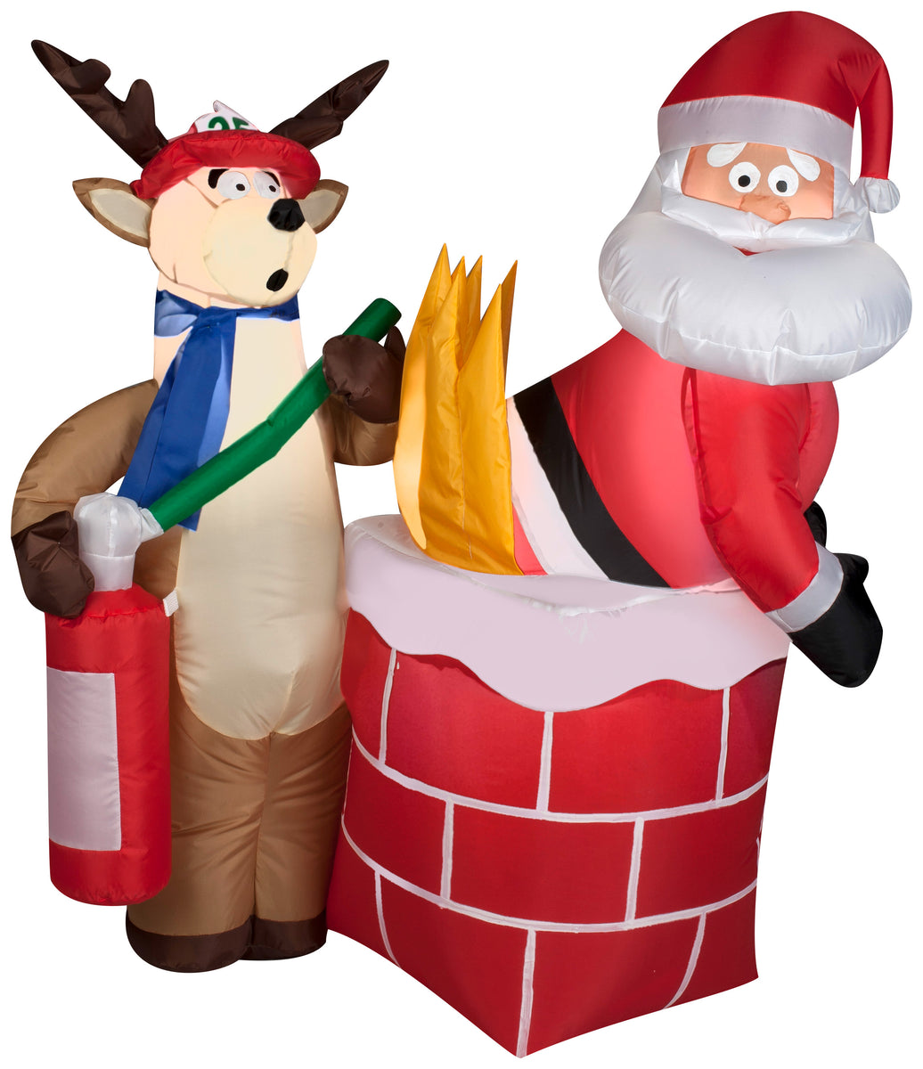 4' Airblown Santa on Fire Comical Christmas Inflatable – Seasons ...