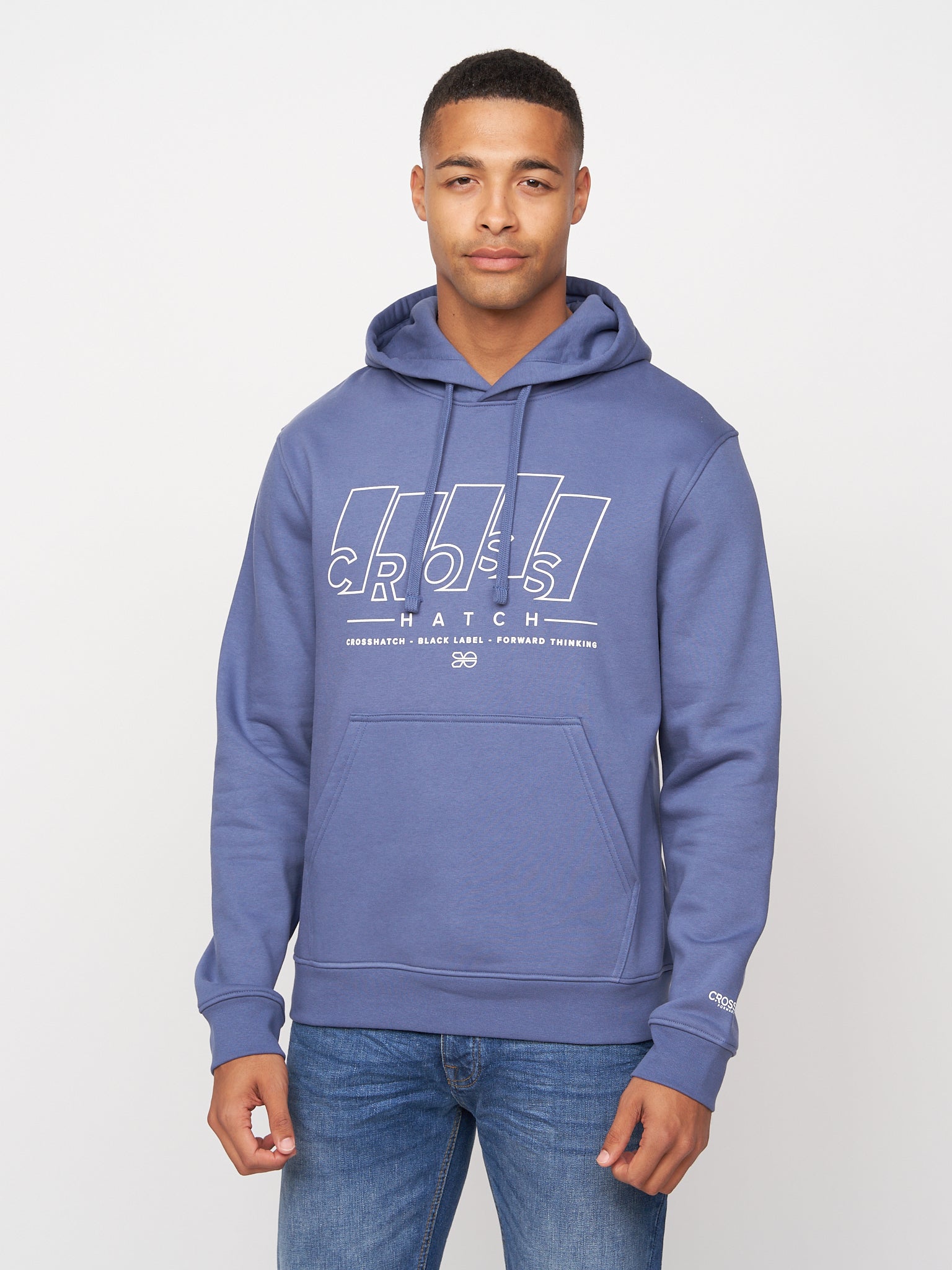 Mens Maxima Hoodie Denim Blue Crosshatch