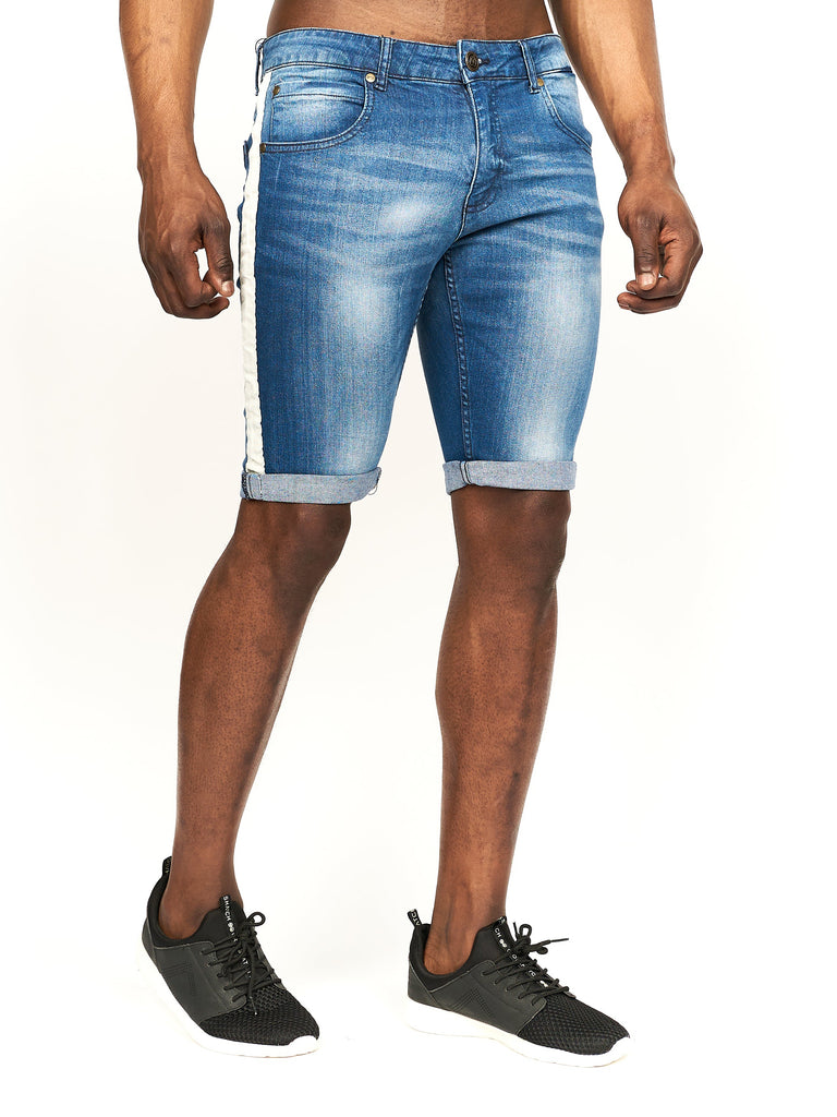 crosshatch denim shorts