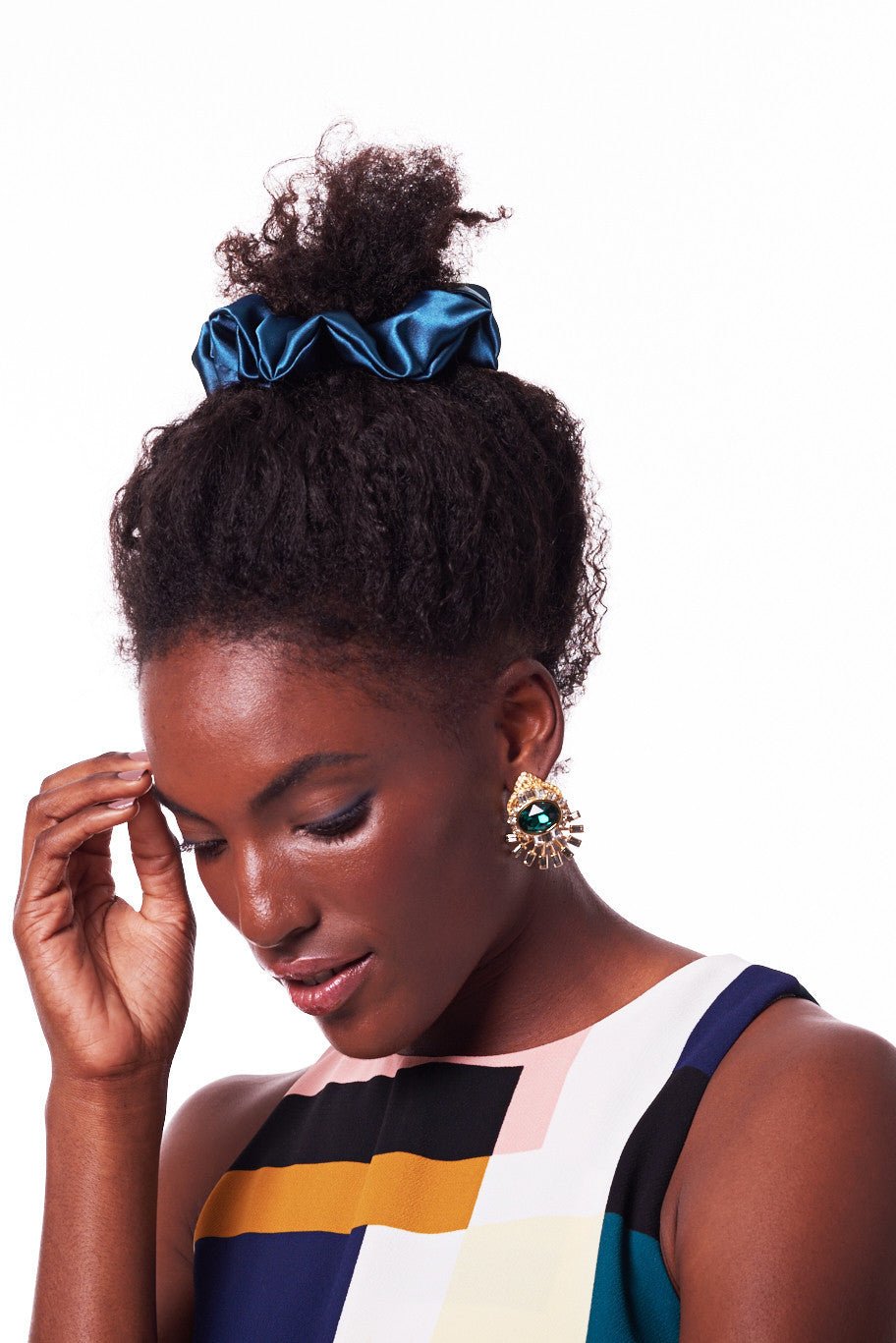 Satin Scrunchie - Teal - eley1421