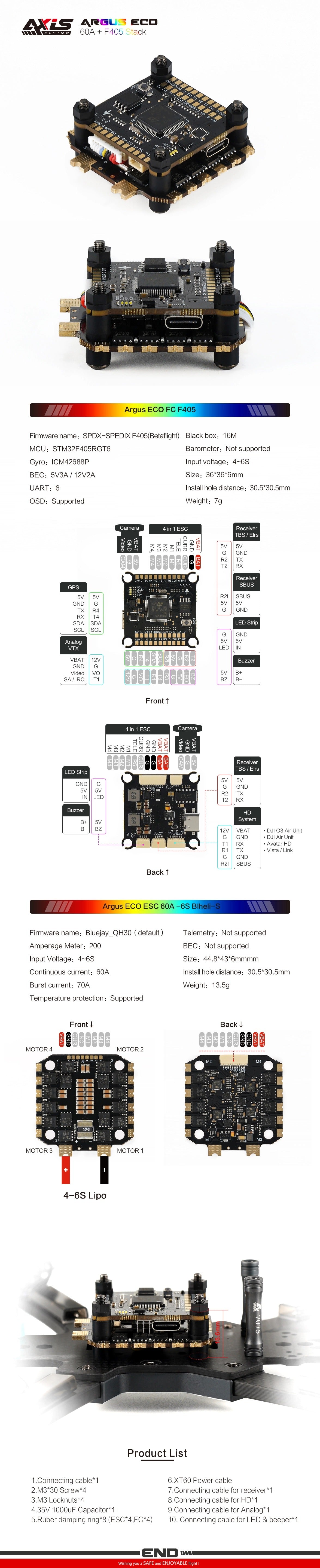 Axis Flying ECO F405 4-6S 30x30 Stack/Combo (F405 FC / 32Bit 60A 4in1 ESC)