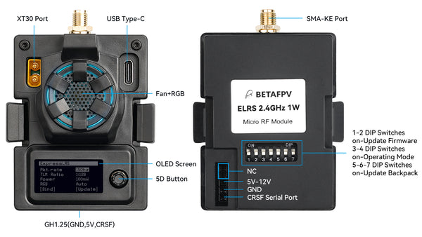 BetaFPV 1 Watt ELRS Micro 2.4GHz RC Transmitter Module for Sale