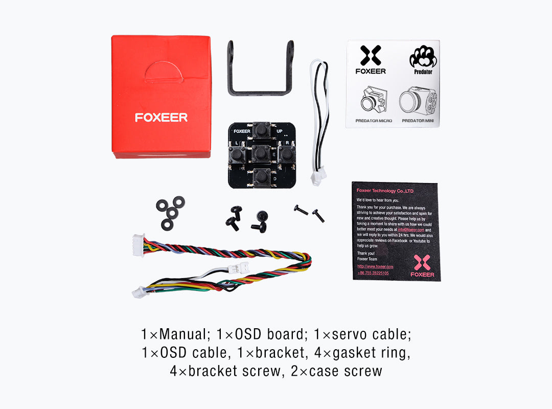 Foxeer Predator Micro V2 FPV Cam with OSD 1000TVL Super WDR 1.8mm Lens - Blue, Red, Black, Purple