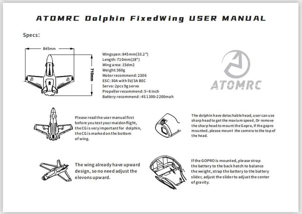 AtomRC Dolphin Plane Kit for Sale