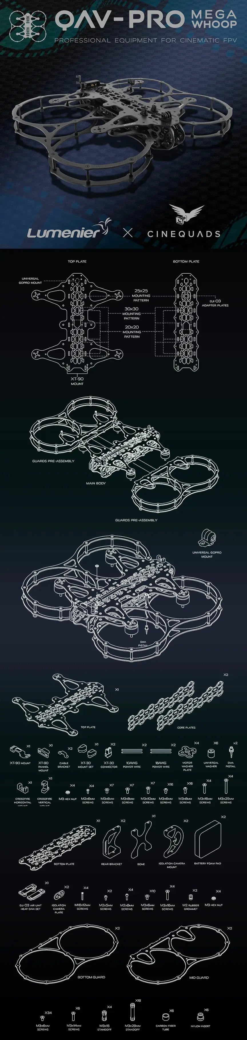 Lumenier QAV-PRO Mega Whoop 7" Cinequads Edition Frame Kit