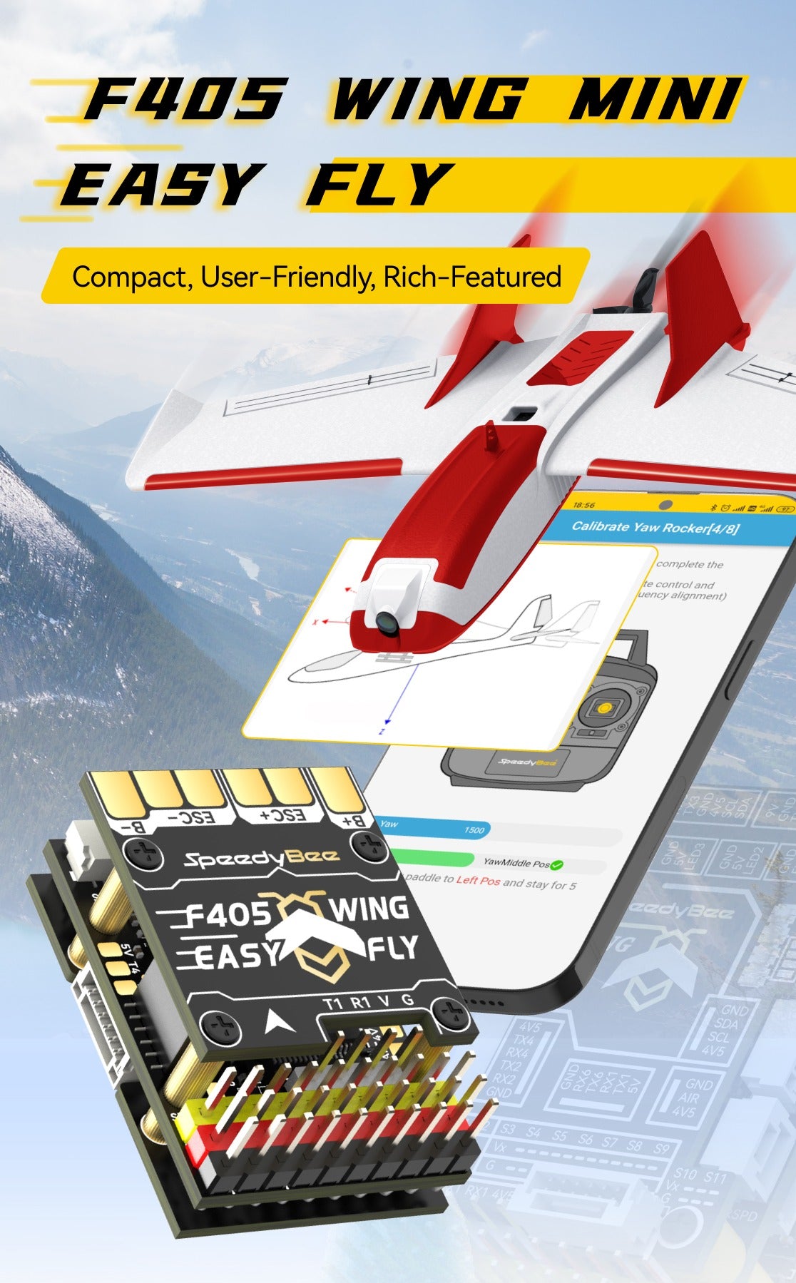 SpeedyBee F405 Wing Mini 2-6S Fixed Wing Flight Controller