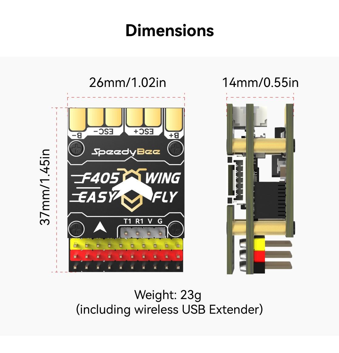 SpeedyBee F405 Wing Mini 2-6S Fixed Wing Flight Controller