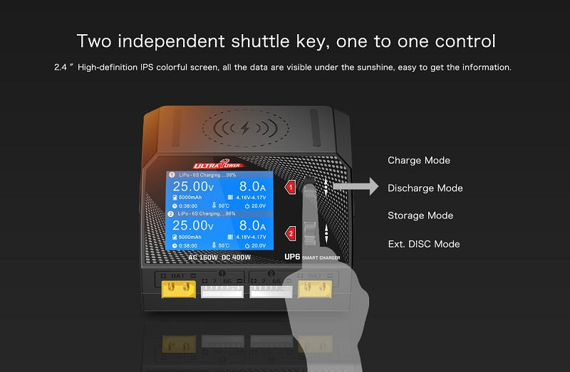 UltraPower UP6 200W 10A 1-6S LiPo/LiHV Dual Channel AC/DC Charger
