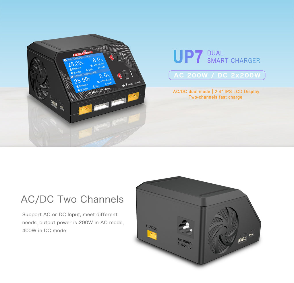 UltraPower UP7 400W 10A 1-6S Dual Channel AC/DC Smart Charger