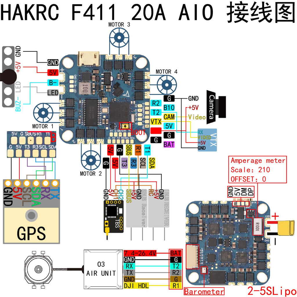 HakRC F411 2-5S (F4126) AIO FC w/ 20A 8Bit 4in1 ESC