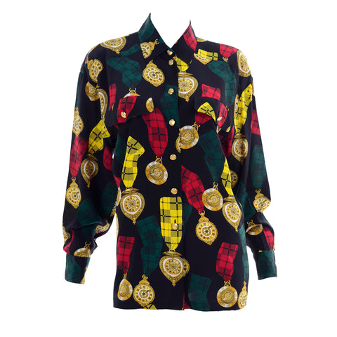 Escada Silk Vintage Clock blouse