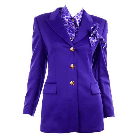 vintage purple Escada blazer and silk blouse