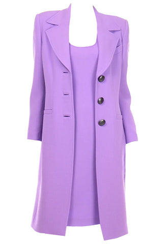 Gai Mattiolo Vintage Monochromatic purple Dress and Coat Suit