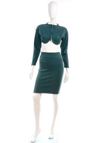 vintage Dolce Gabbana Green Crop Top and Skirt