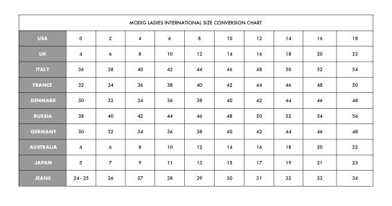 Women's Clothing International Size Conversion Chart